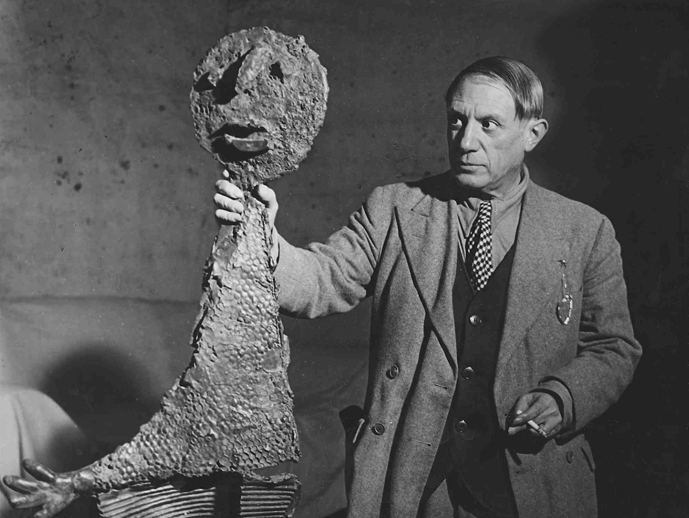 Brassai (Gyula Halasz) - Picasso with His Sculpture, "The Speaker"