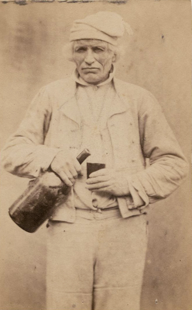 Anonymous - Older French Man Holding Glass and a Magnum of Wine Anonymous - Older French Man Holding Glass and a Magnum of Wine