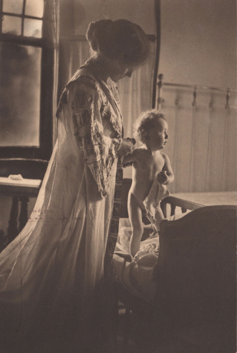 Imogen Cunningham - Martha Folsom Marple with Son Elliott Marple Standing in Old Marple Crib