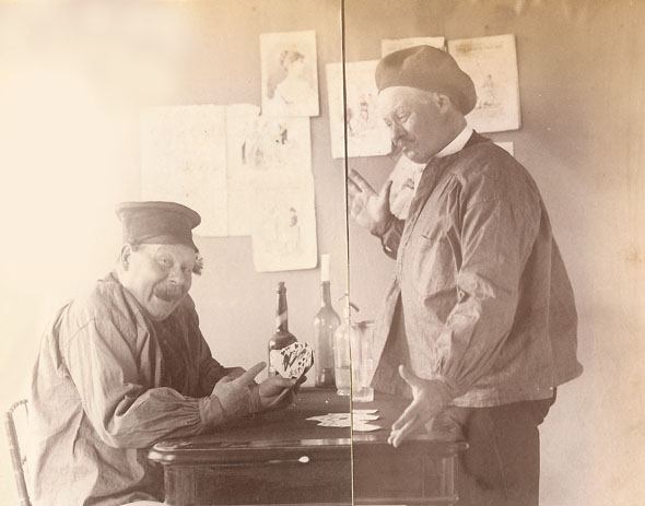 Anonymous - Double Exposure of Man Playing Cards with Himself